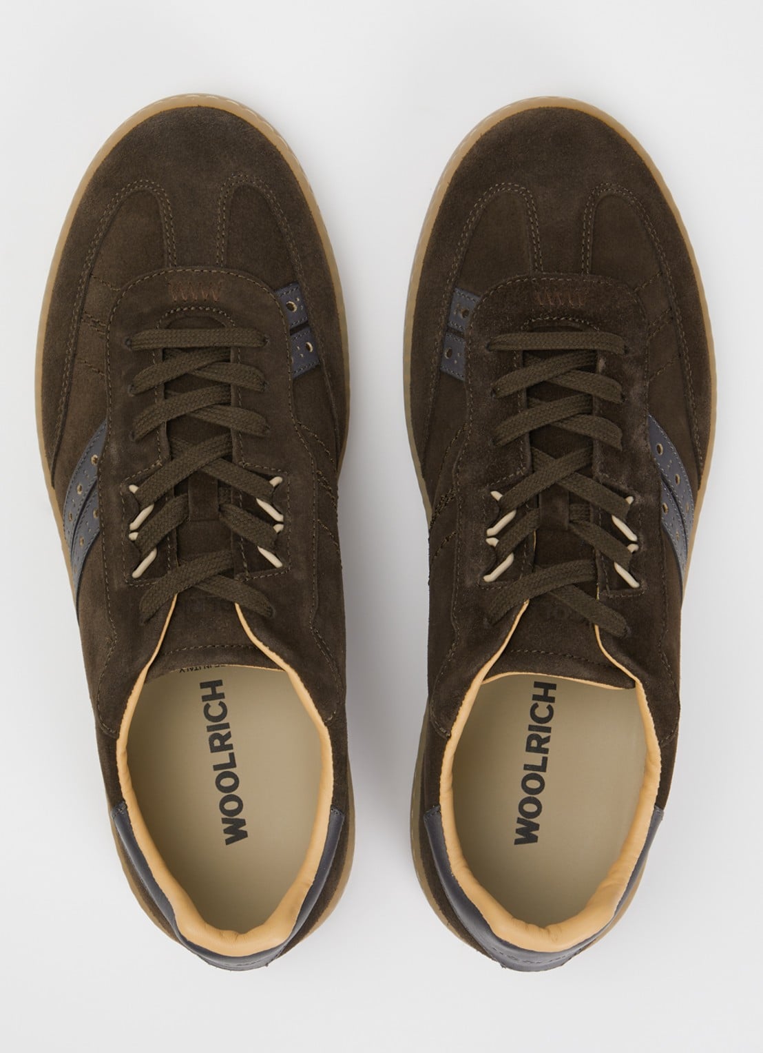 Woolrich Samba sneaker van suède met details van leer  - detail 3 donkerbeige