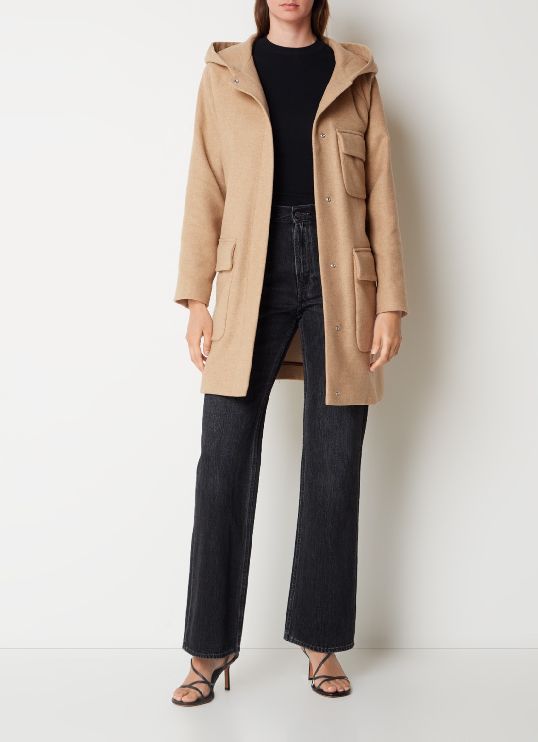 Woolrich Sideline parka in wolblend met klepzakken en uitneembare voering - voorkant 5 camel