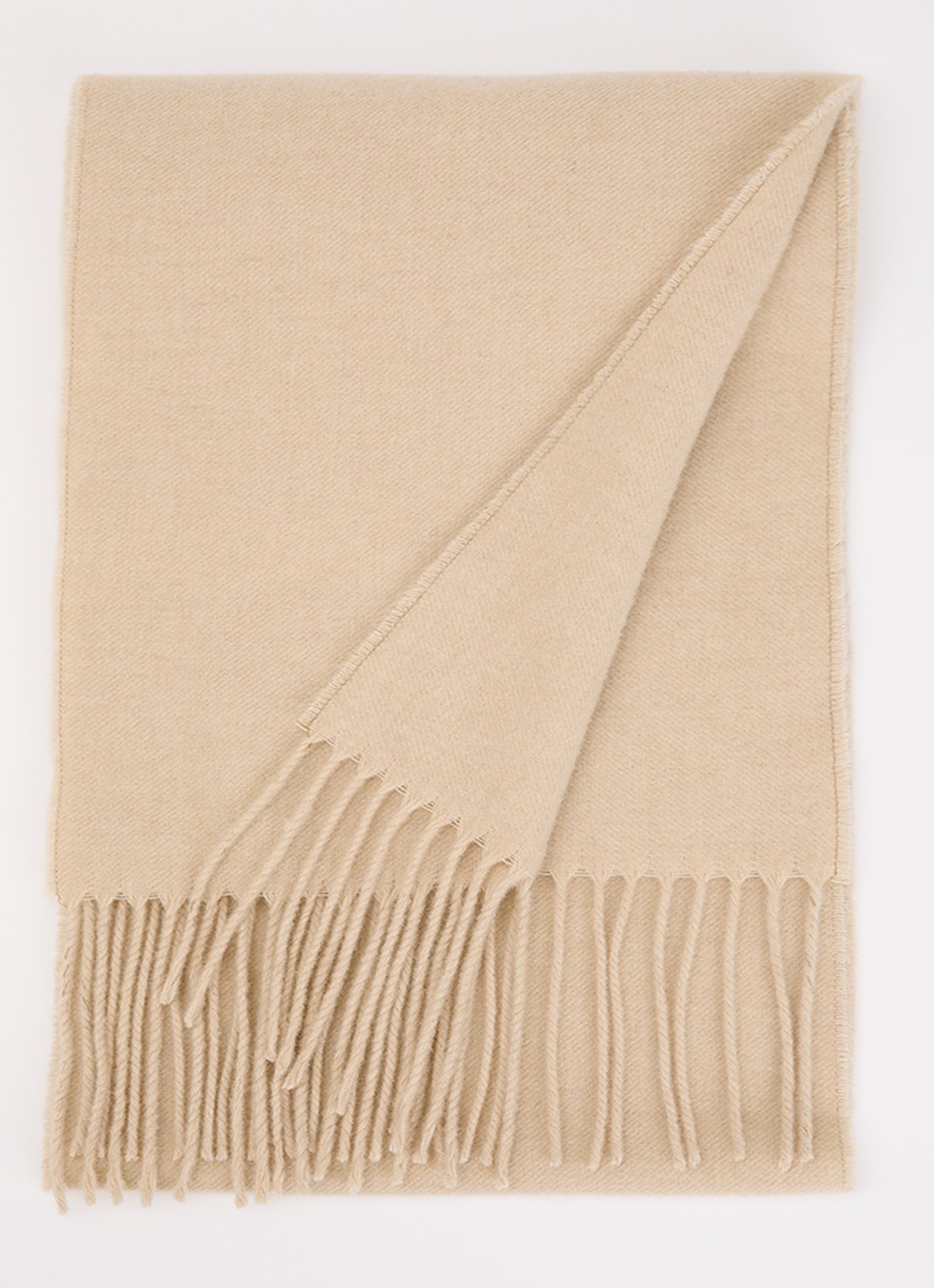 Woolrich Sjaal van wol met franjes 200 x 25 cm - voorkant 3 beige