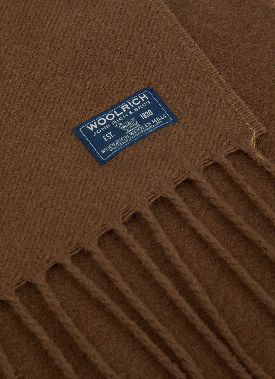 Woolrich Sjaal van wol met franjes 200 x 25 cm - detail 2 bruin
