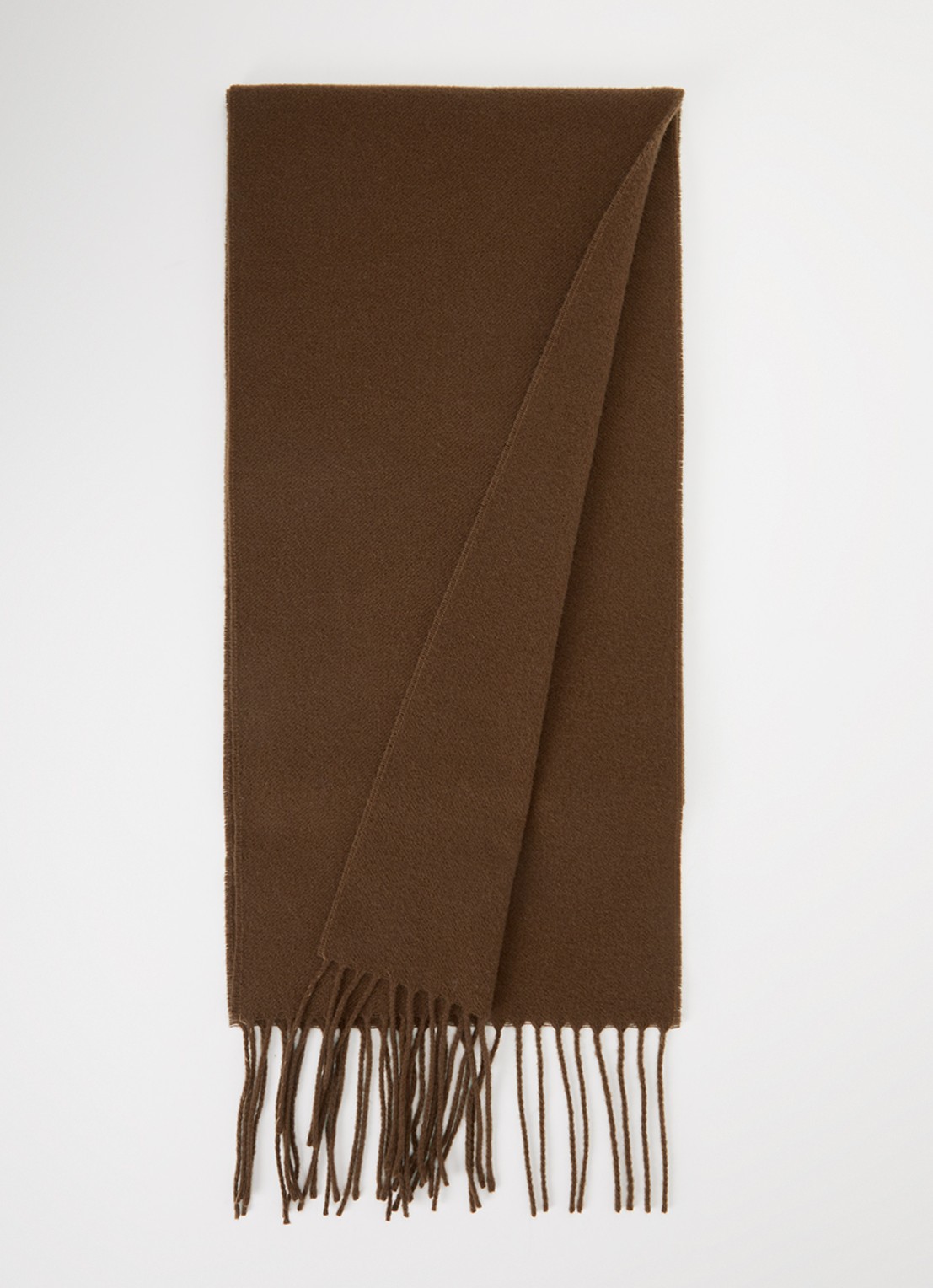 Woolrich Sjaal van wol met franjes 200 x 25 cm - voorkant 3 bruin