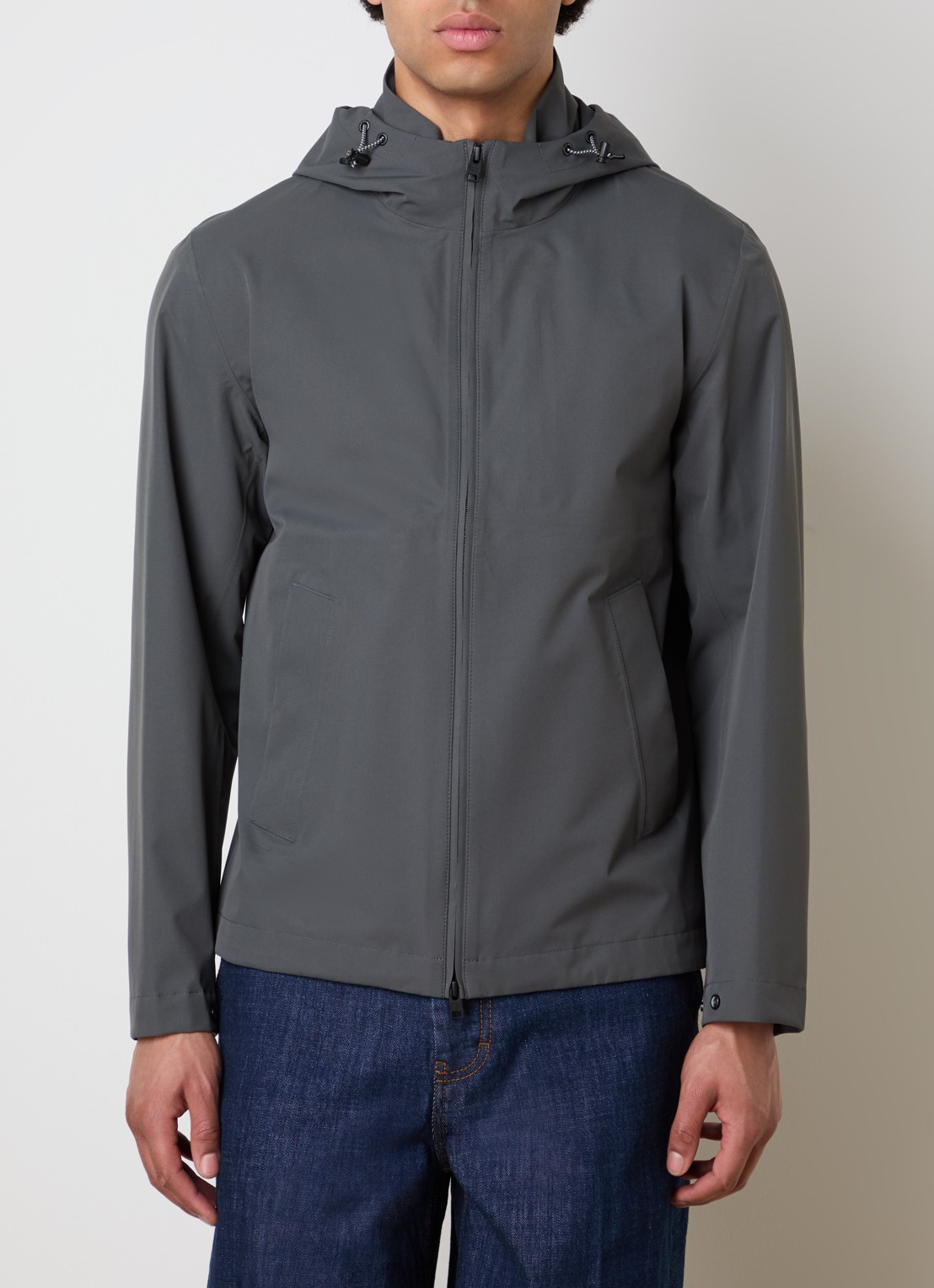 Woolrich Softshell jack met capuchon - detail 2 donkergrijs
