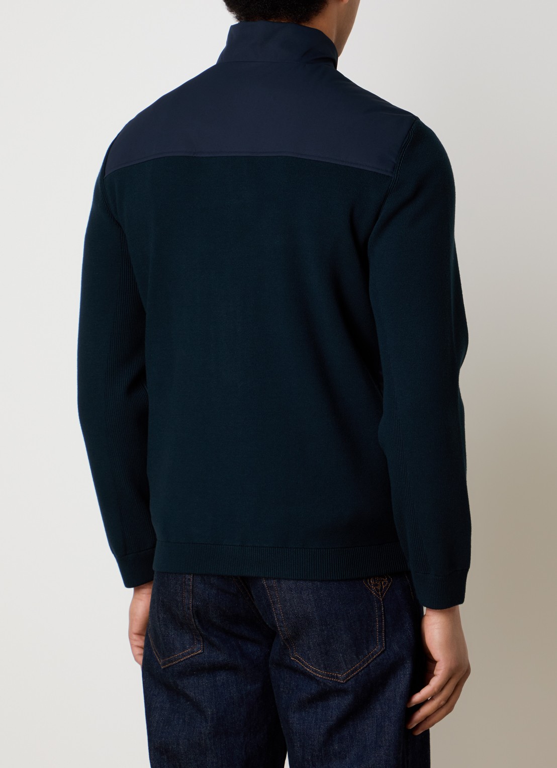 Woolrich Softshell jack met ritszakken - achterkant 3 donkerblauw