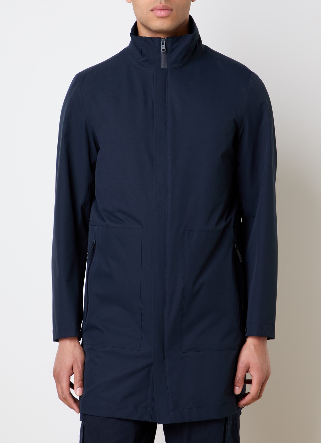 Woolrich Softshell parka met ritszakken - detail donkerblauw