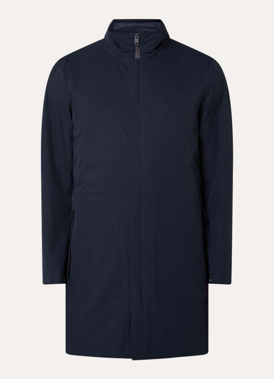 Woolrich Softshell parka met ritszakken - voorkant 4 donkerblauw