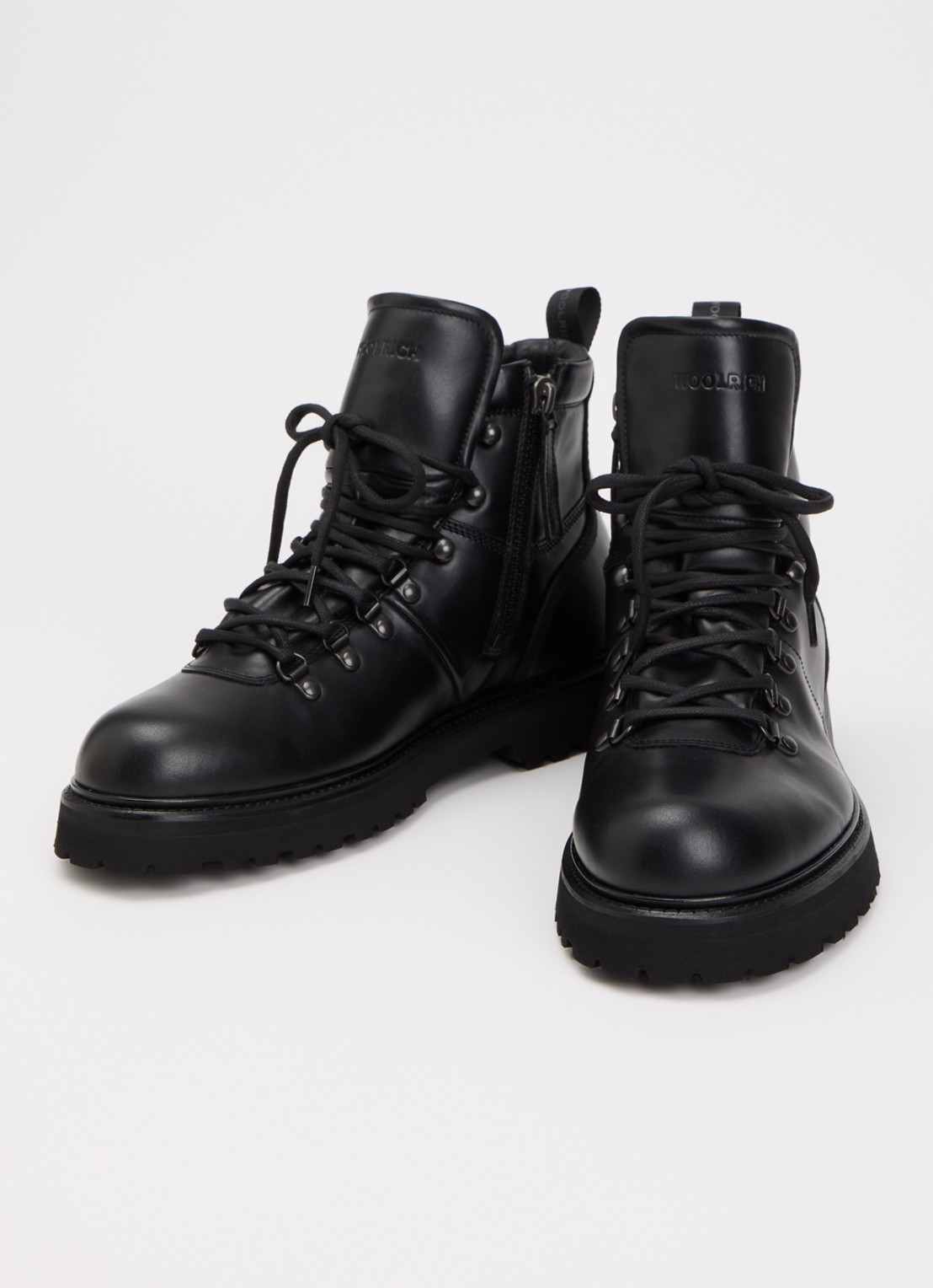 Woolrich Veterboot van kalfsleer - detail zwart