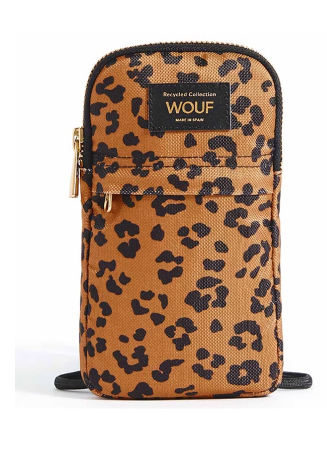 Wouf Agar crossbody telefoonhoes met panterprint - voorkant 2 roestbruin