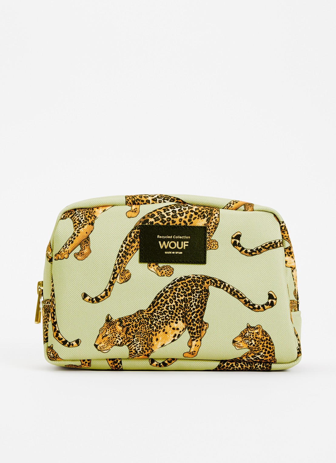 Wouf Avo Leopard beautycase  - voorkant groen