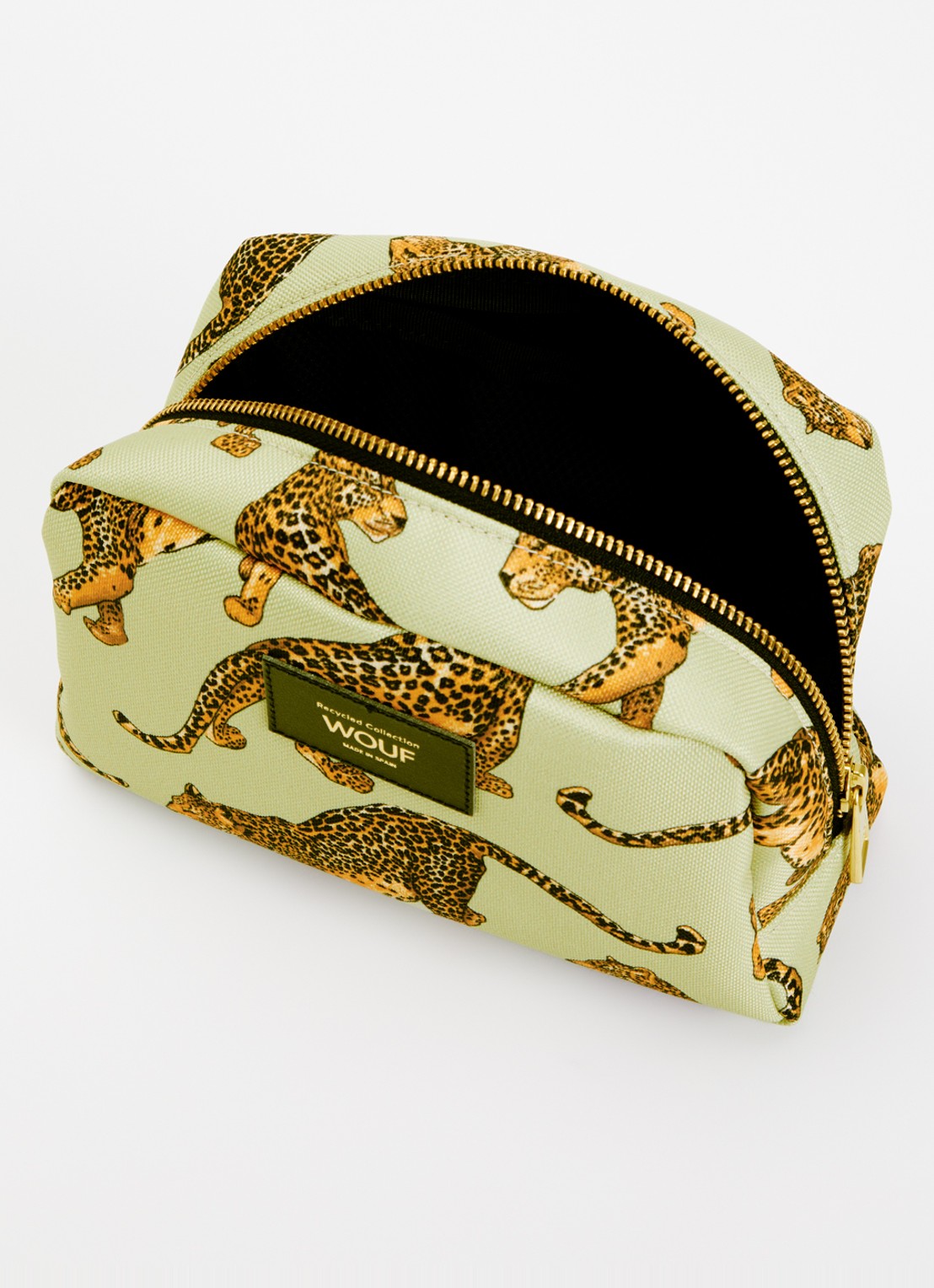 Wouf Avo Leopard beautycase  - voorkant 2 groen