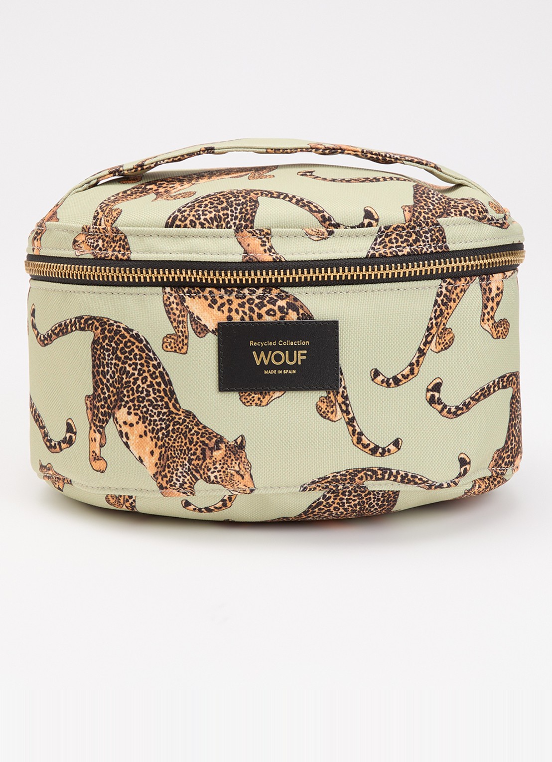 Wouf Avo Leopard make-up tas met print - voorkant lichtgroen