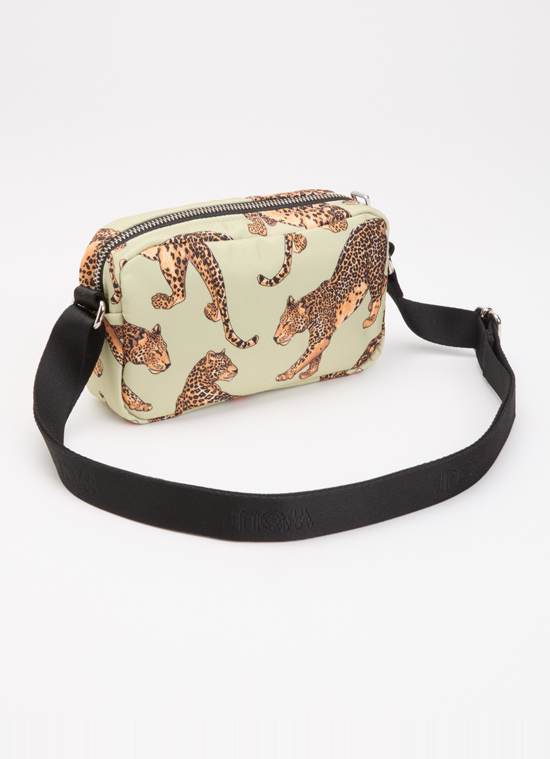 Wouf Avo Leopard Mini crossbodytas met print en verstelbare schouderriem - achterkant 4 lichtgroen