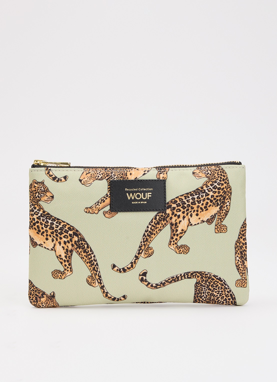 Wouf Avo Leopard toilettas met print - voorkant lindegroen