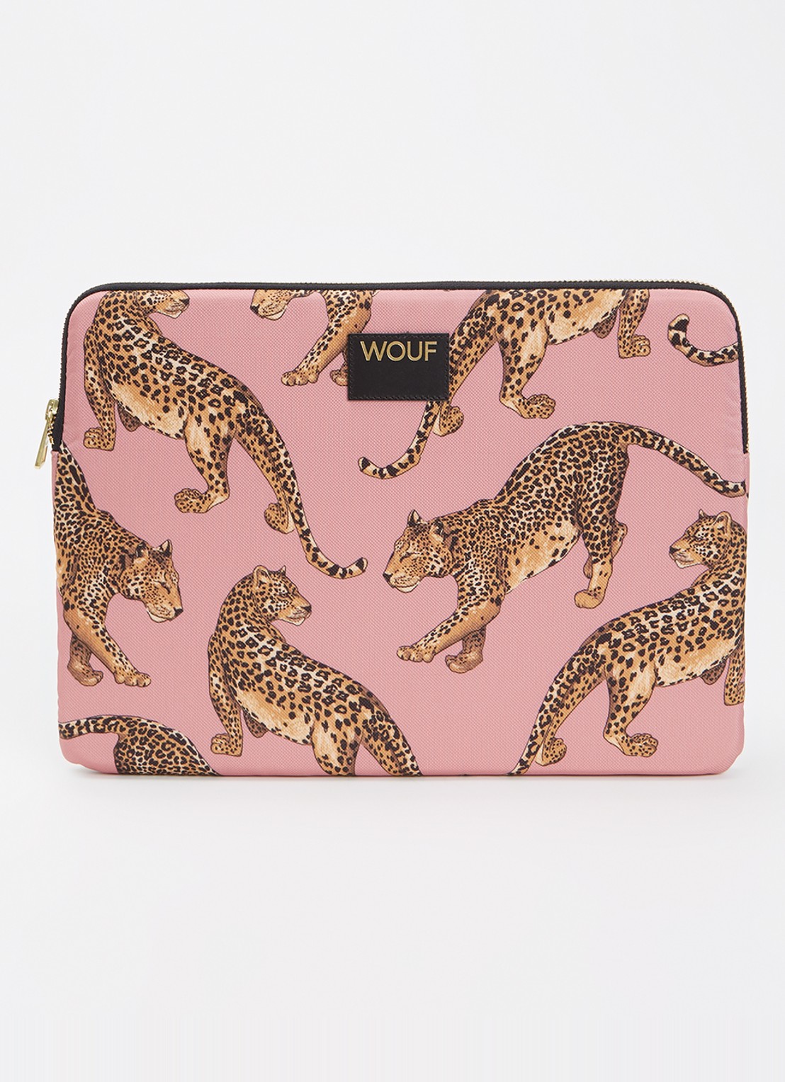 Wouf Blush laptophoes 13 en 14 inch met print - voorkant roze