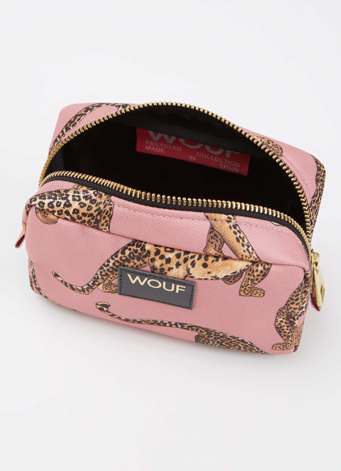Wouf Blush make-up tas met print - detail zalmroze