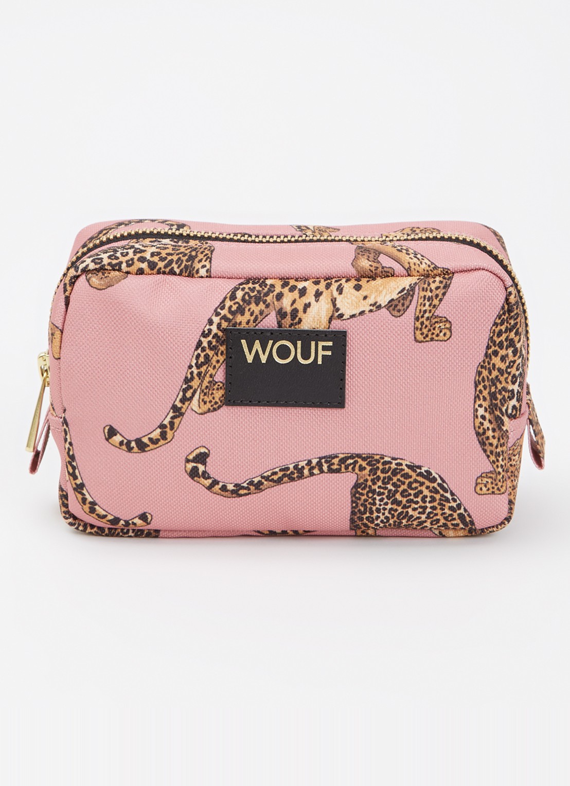 Wouf Blush make-up tas met print - voorkant 2 zalmroze