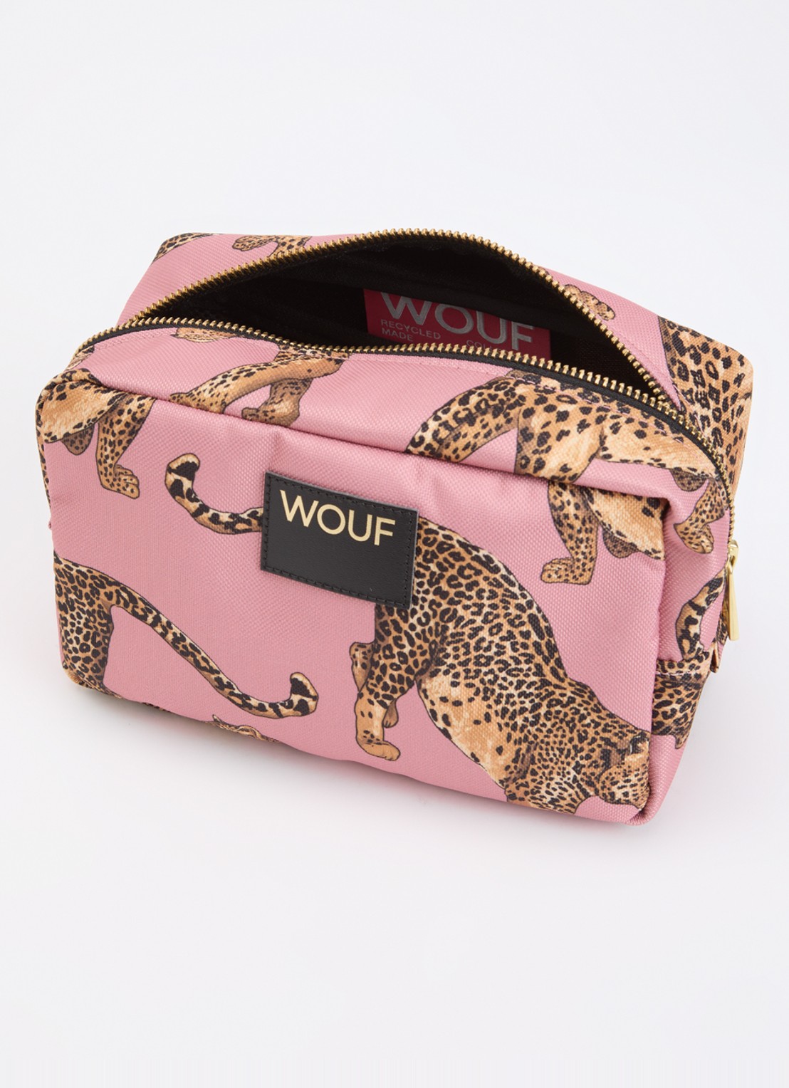 Wouf Blush toilettas met print - voorkant 2 zalmroze