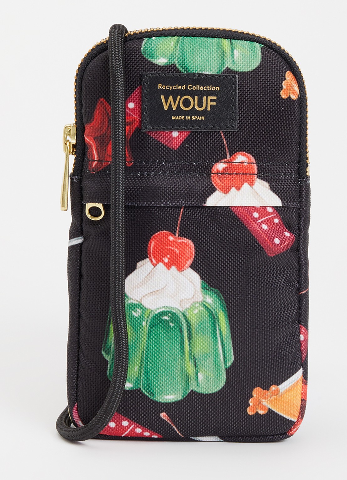 Wouf Cheers crossbody telefoonhoes met print - voorkant zwart
