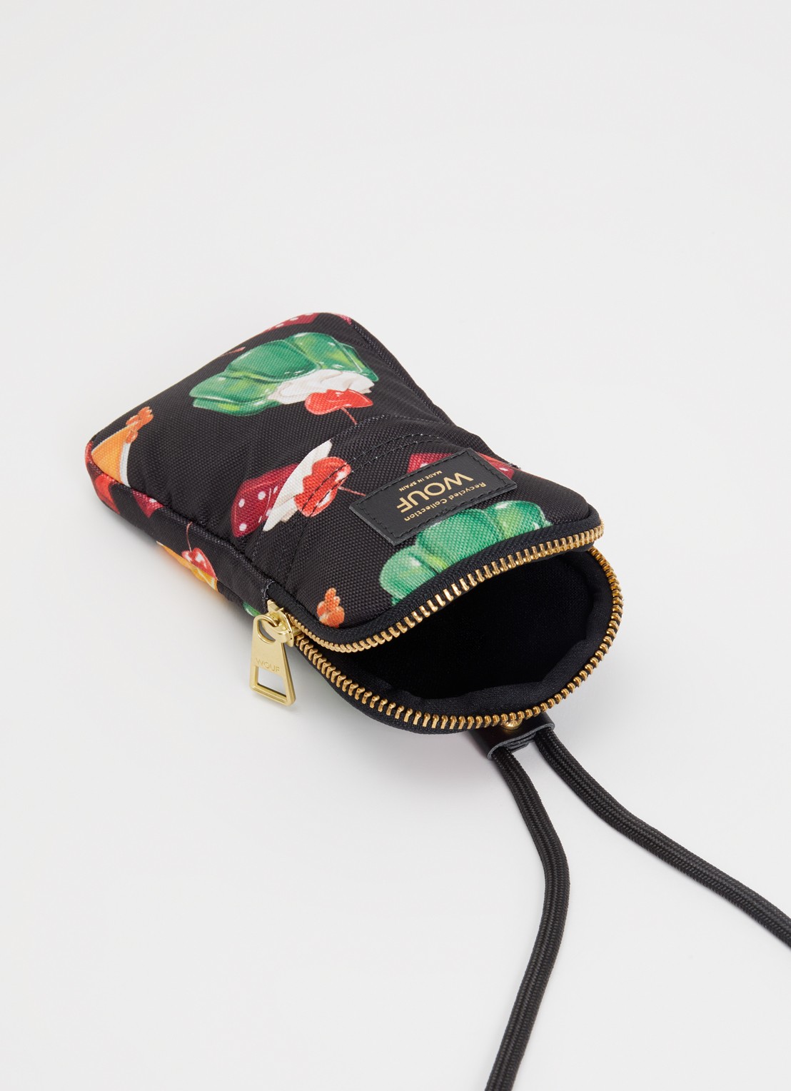 Wouf Cheers crossbody telefoonhoes met print - voorkant 2 zwart