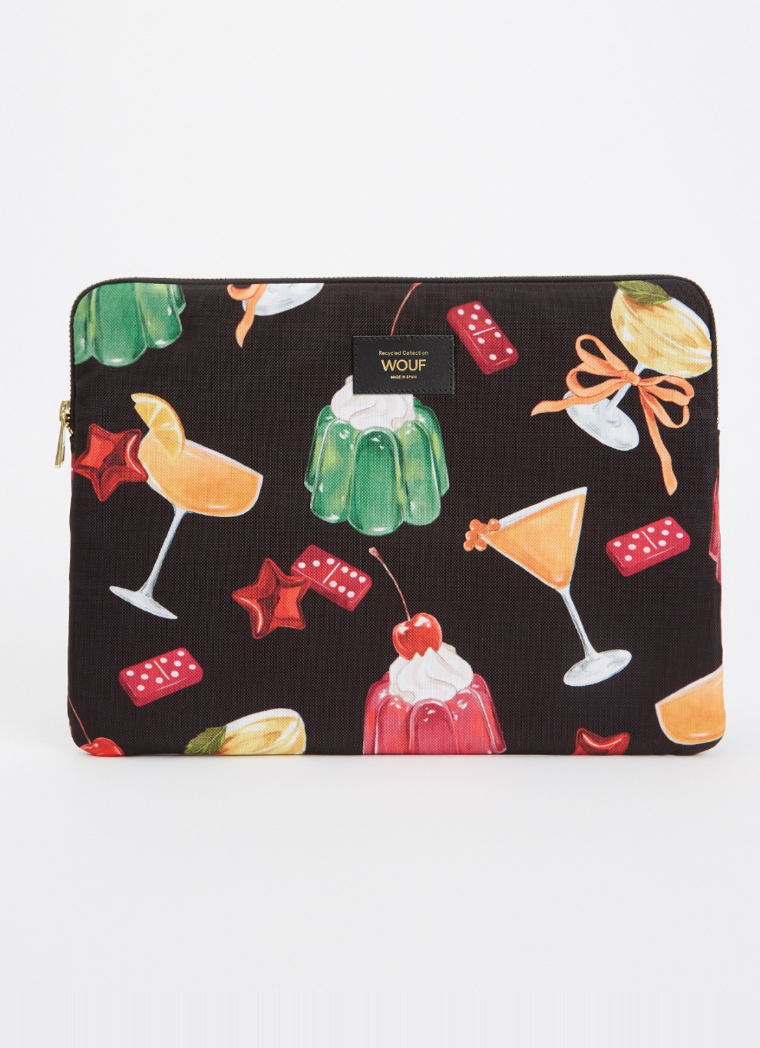 Wouf Cheers laptophoes 13 en 14 inch met print - voorkant zwart