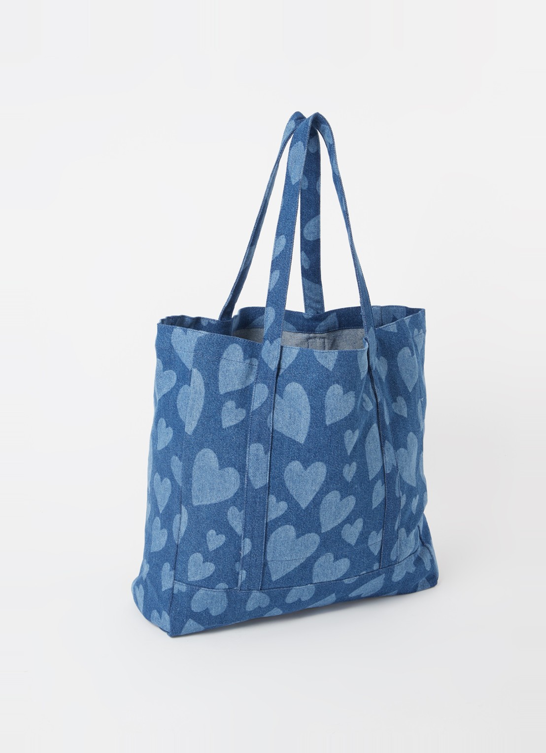 Wouf Cuore shopper van  katoen  - achterkant 2 indigo