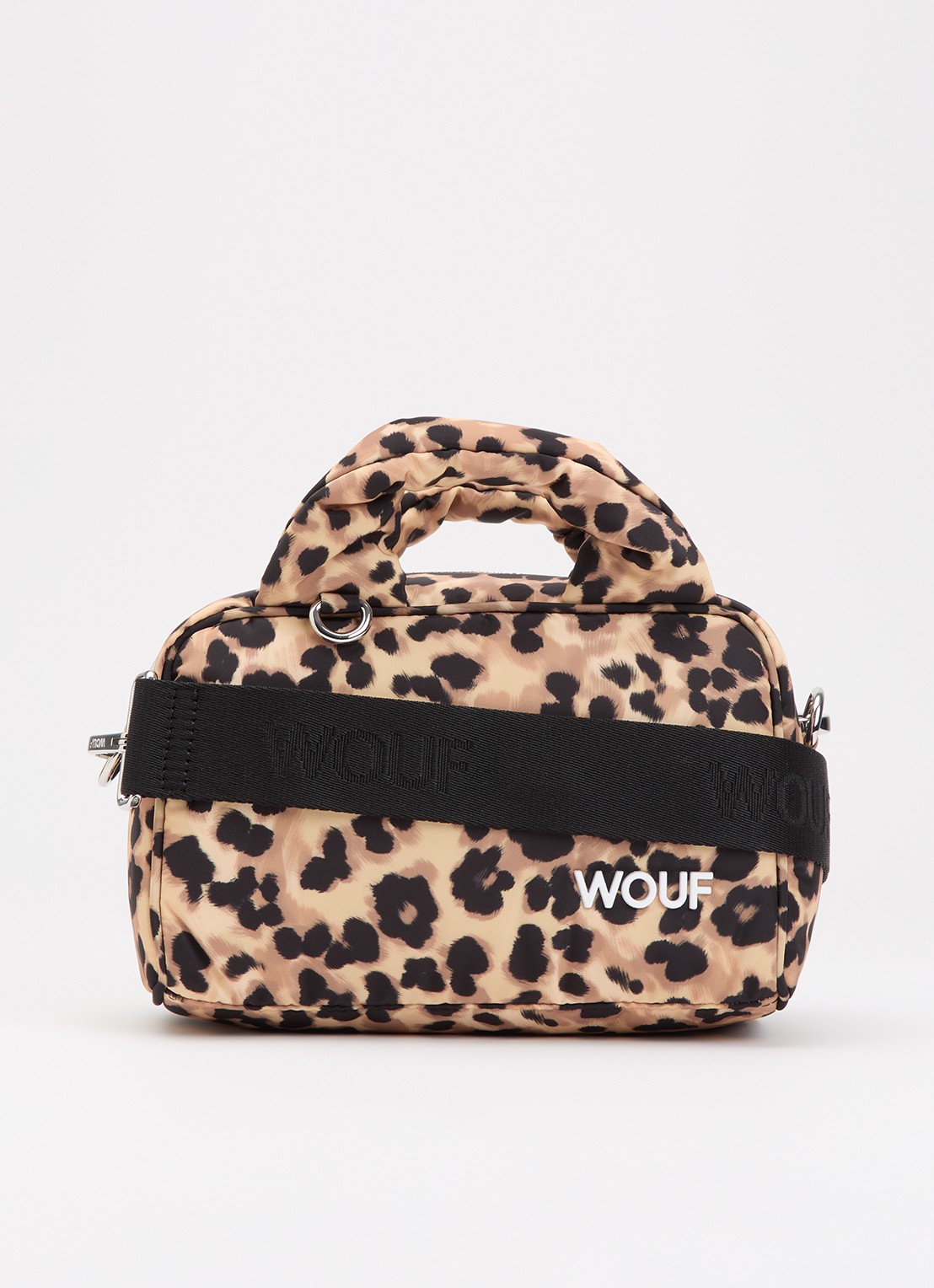 Wouf Feline Bowling handtas met panterprint - voorkant 5 bruin
