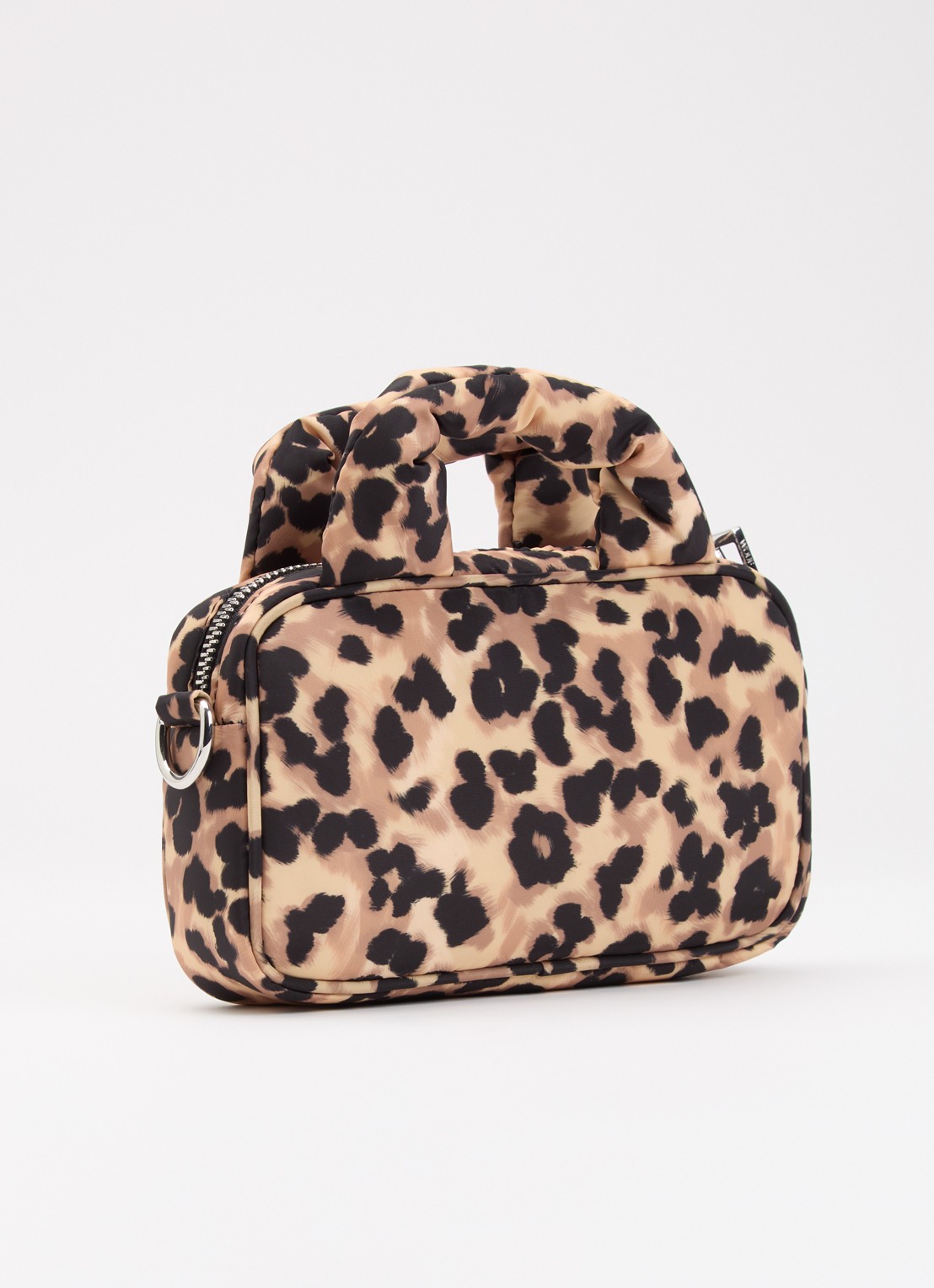 Wouf Feline Mini handtas met panterprint - achterkant bruin