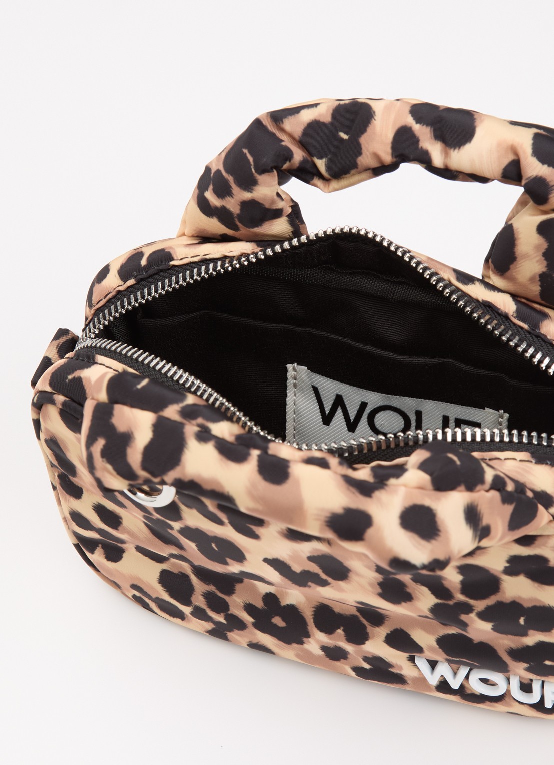 Wouf Feline Mini handtas met panterprint - detail 3 bruin