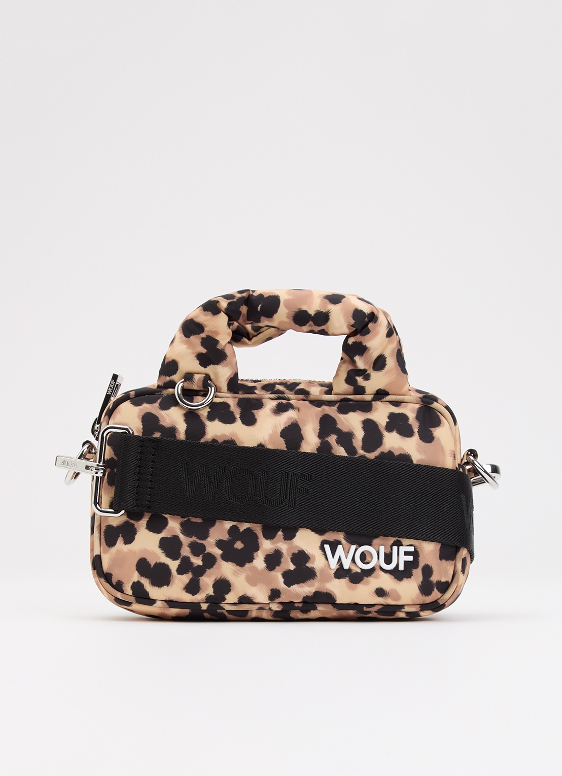Wouf Feline Mini handtas met panterprint - voorkant 2 bruin
