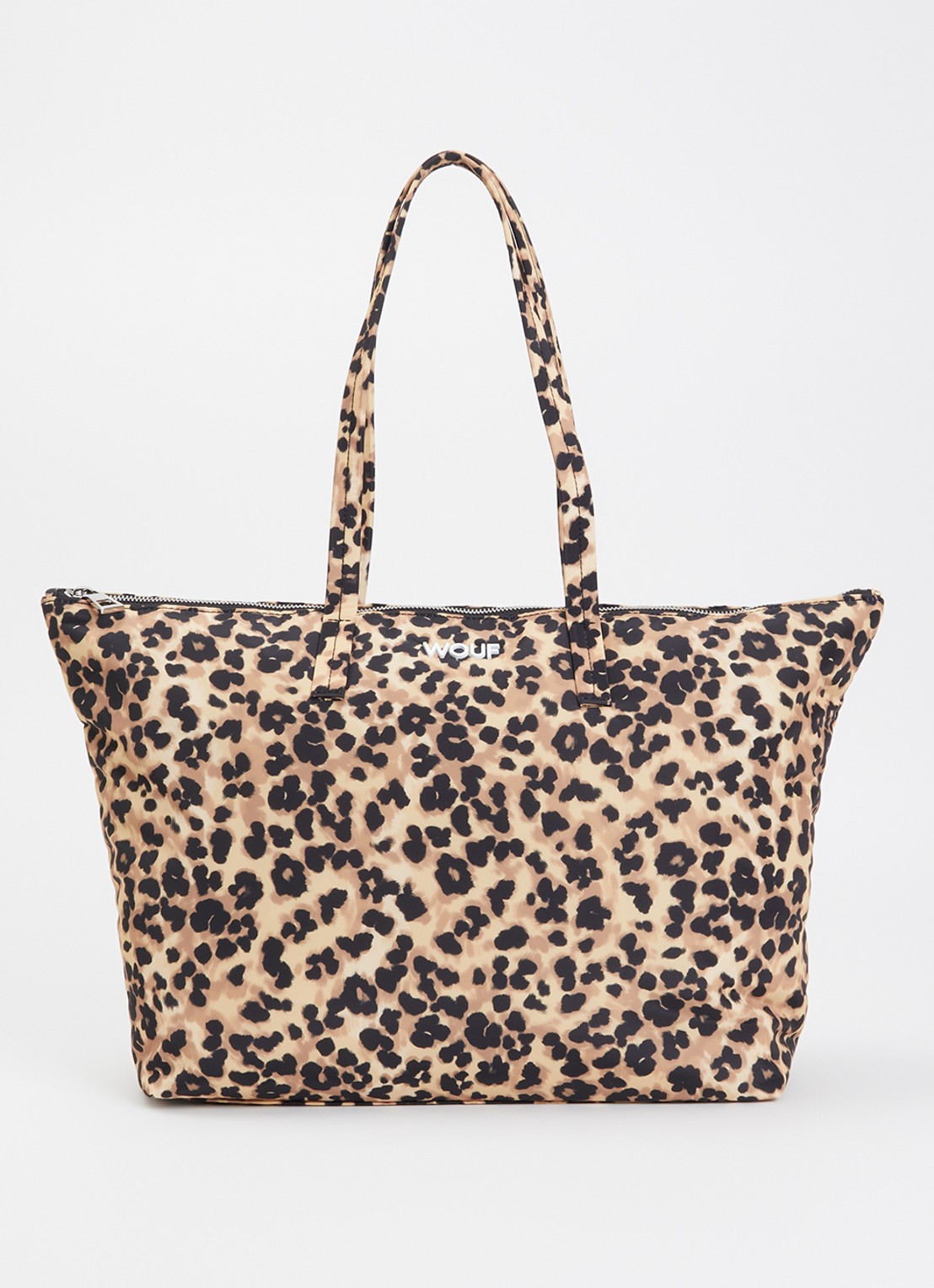 Wouf Feline shopper met panterprint - voorkant camel