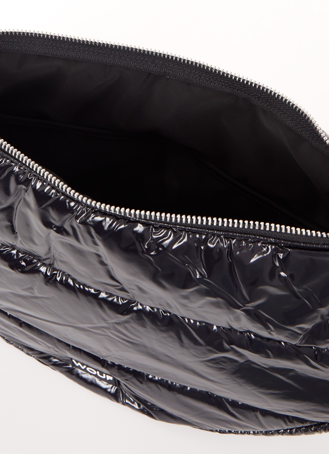 Wouf Glossy Large crossbodytas met quilt patroon en glanzende finish - detail 3 zwart