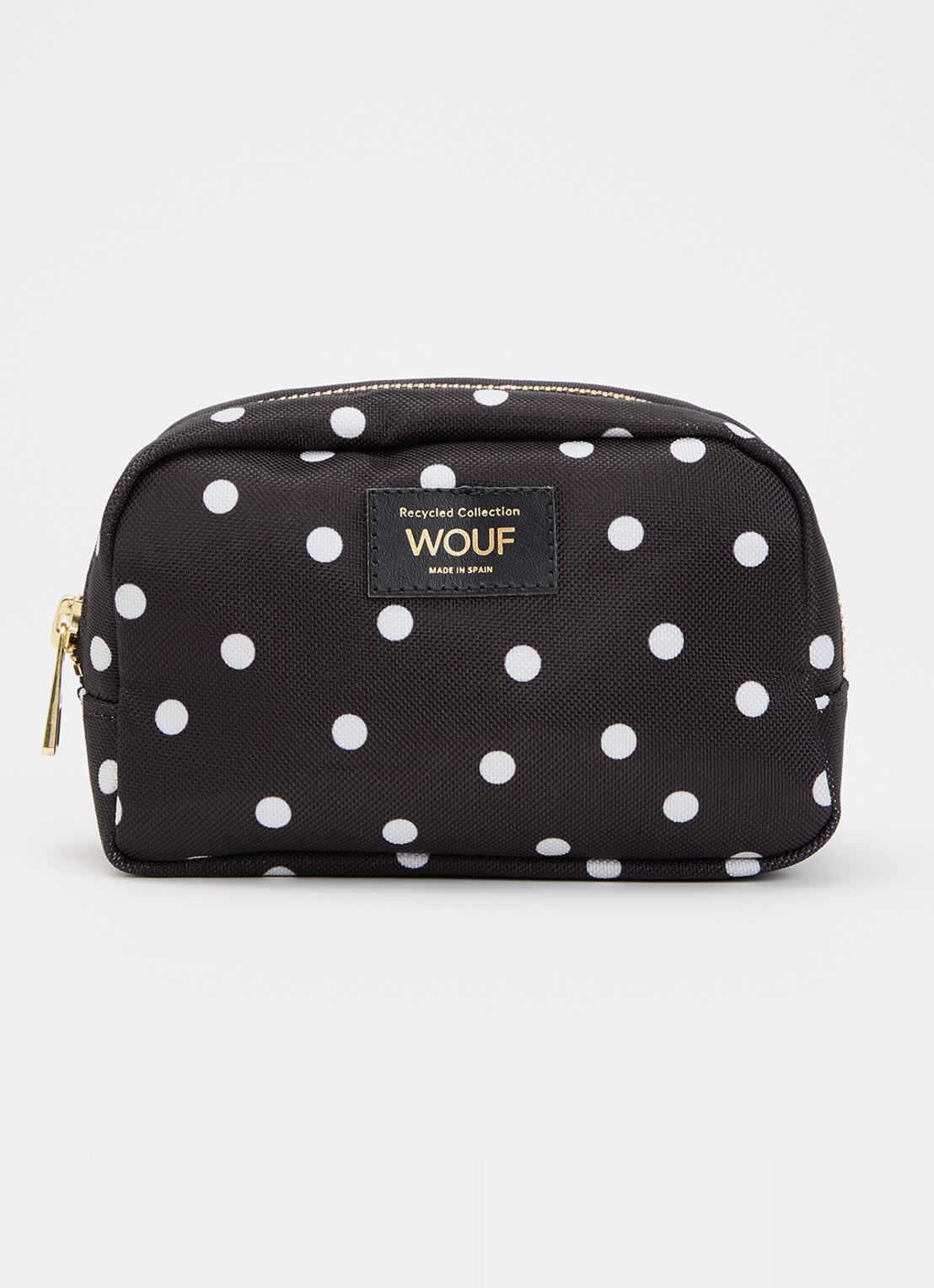 Wouf Grace make-up tas met stippenprint - voorkant zwart