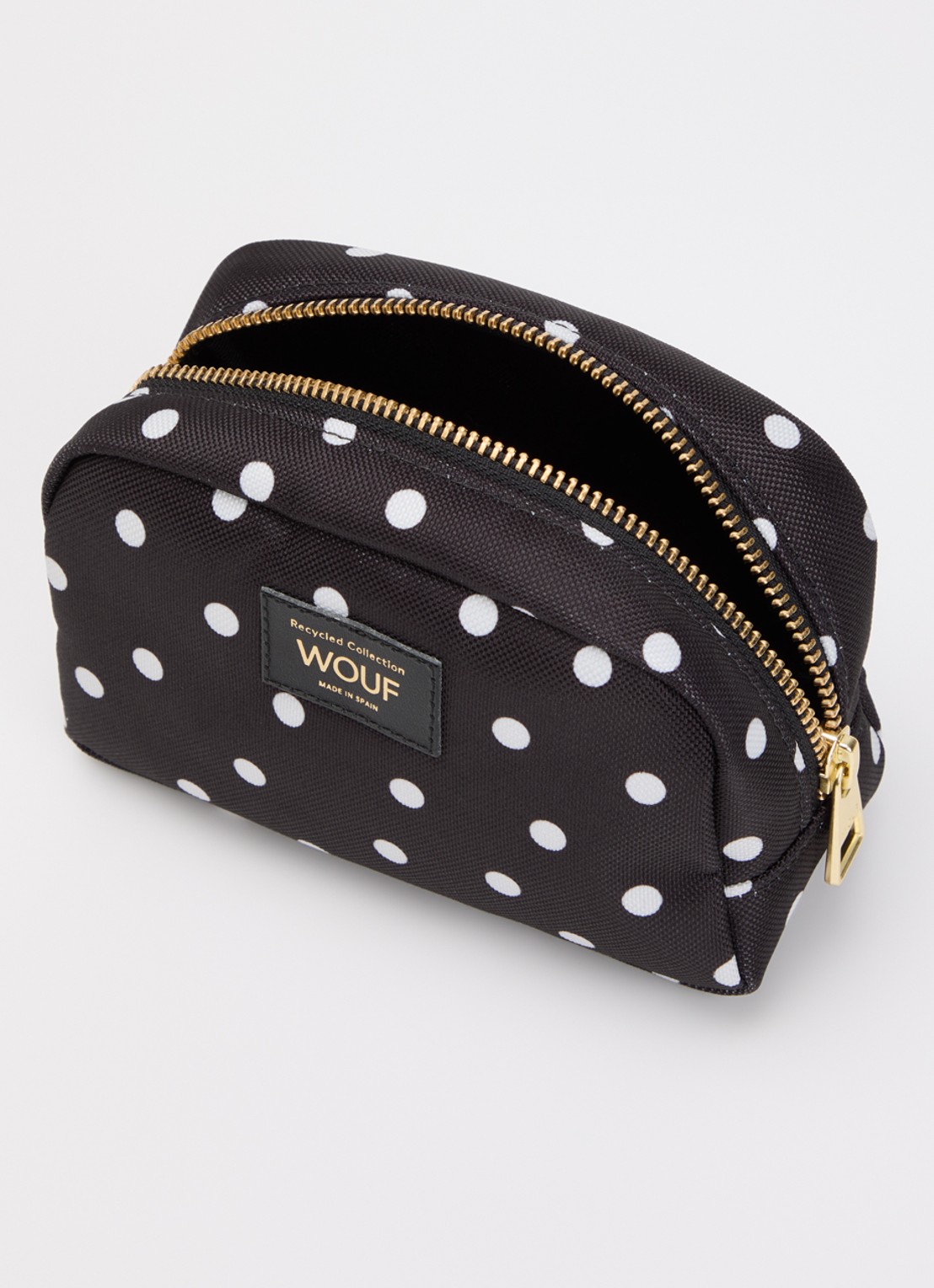 Wouf Grace make-up tas met stippenprint - voorkant 2 zwart