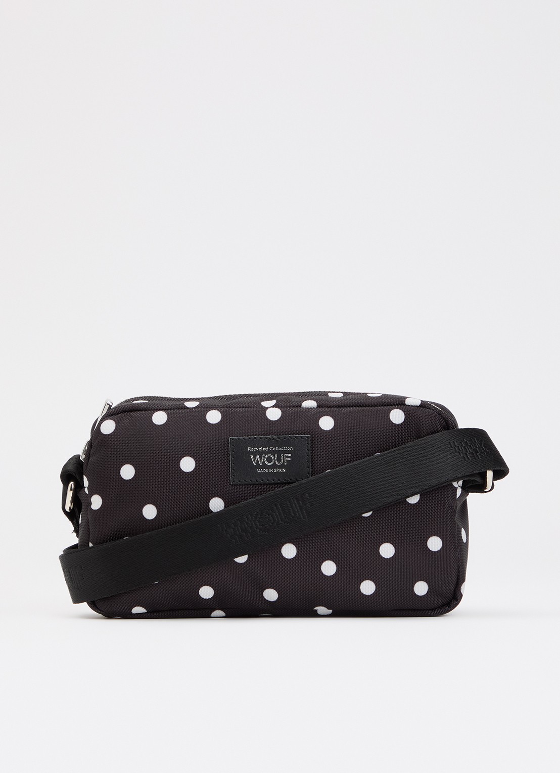 Wouf Grace Mini crossbodytas met stippenprint - voorkant zwart