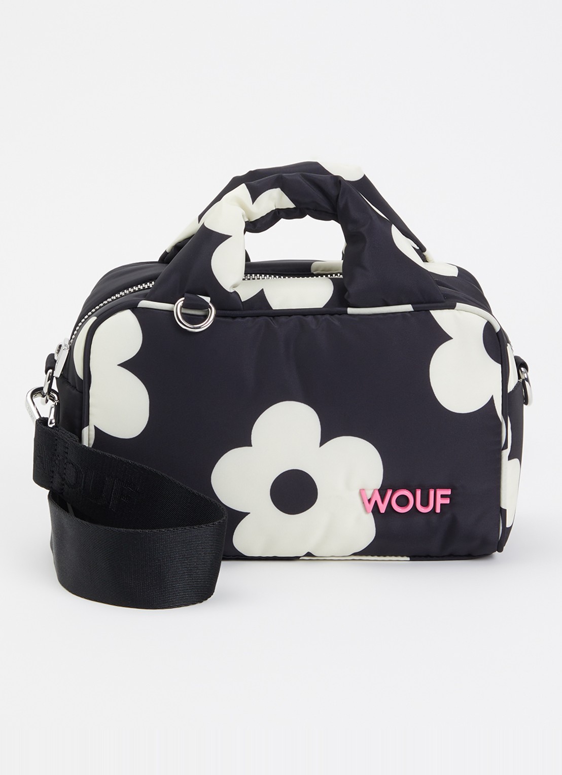 Wouf Night Daisy handtas met afneembare schouderriem - voorkant zwart
