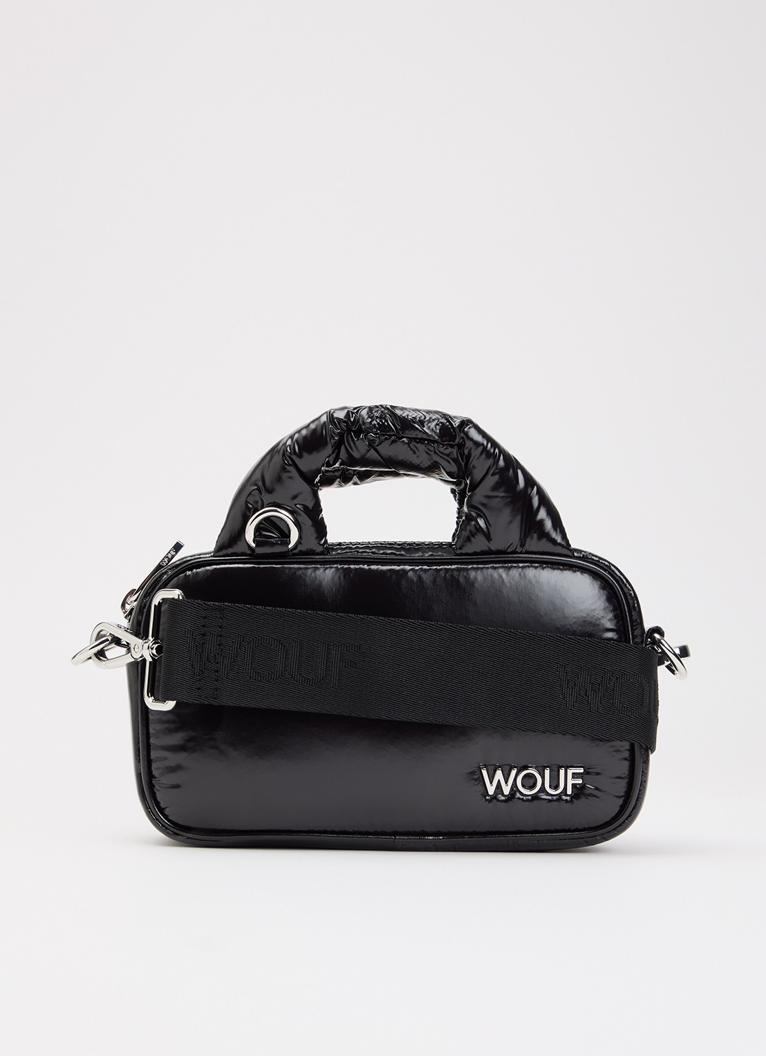 Wouf Night Mini handtas met logo en afneembare schouderriem - voorkant zwart