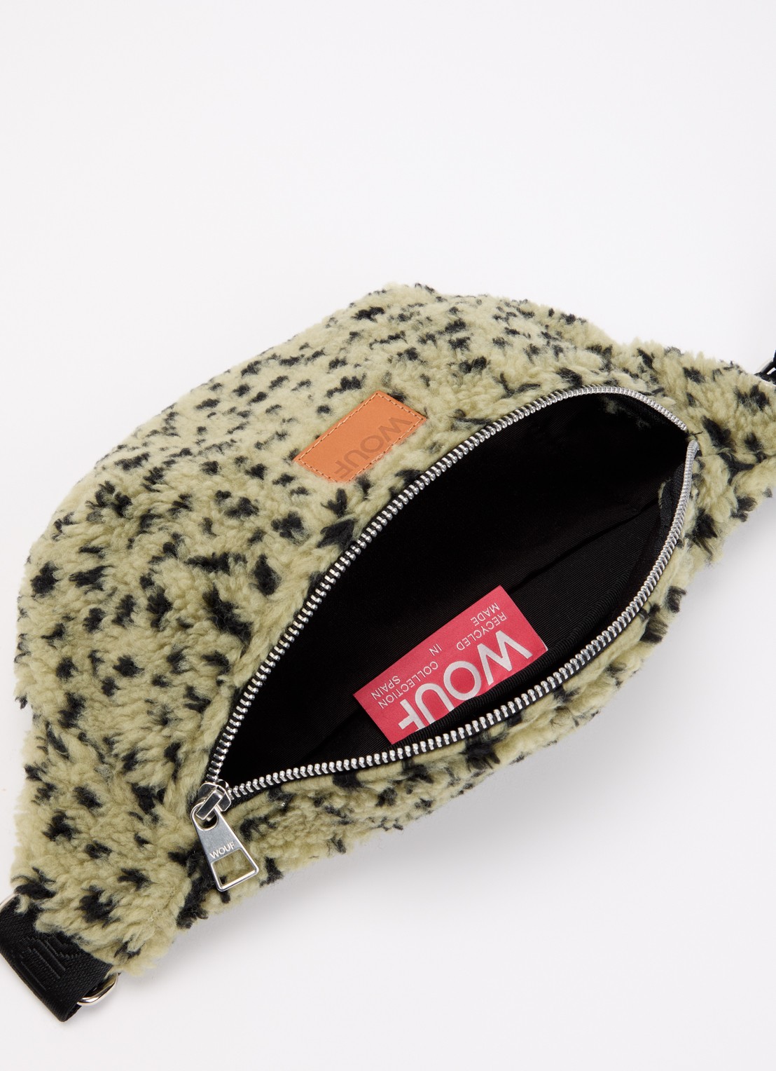 Wouf Olivia heuptas van teddy met panterprint - detail 3 lichtgroen