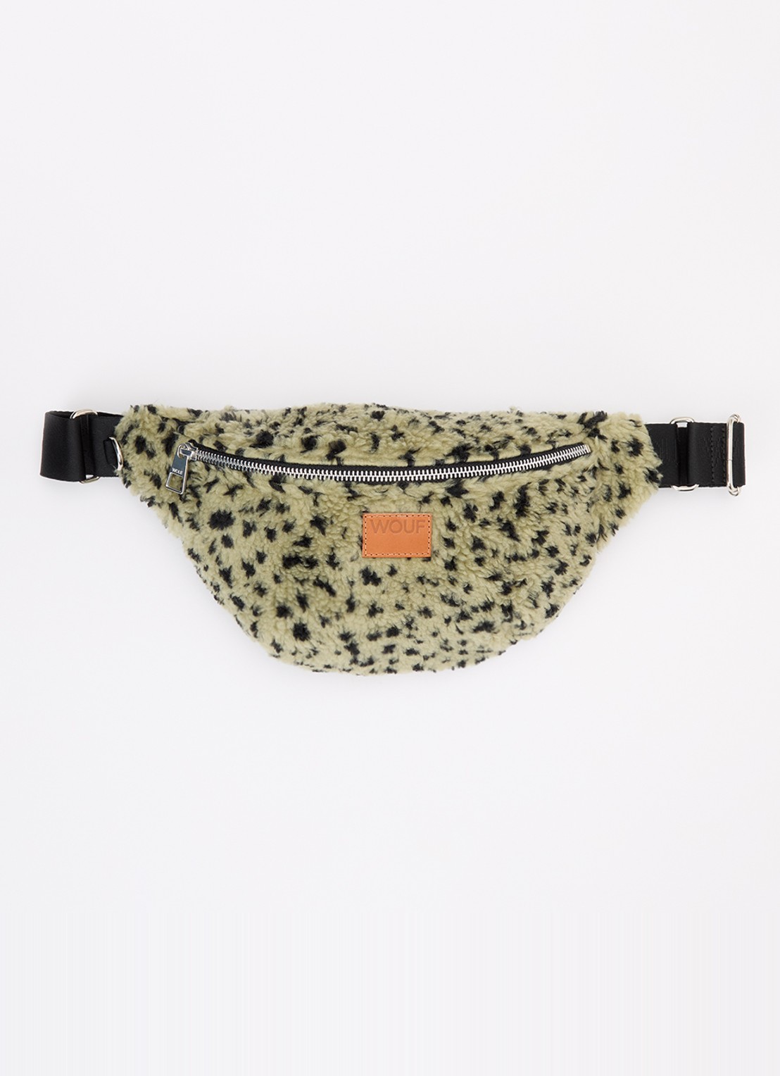 Wouf Olivia heuptas van teddy met panterprint - voorkant 2 lichtgroen