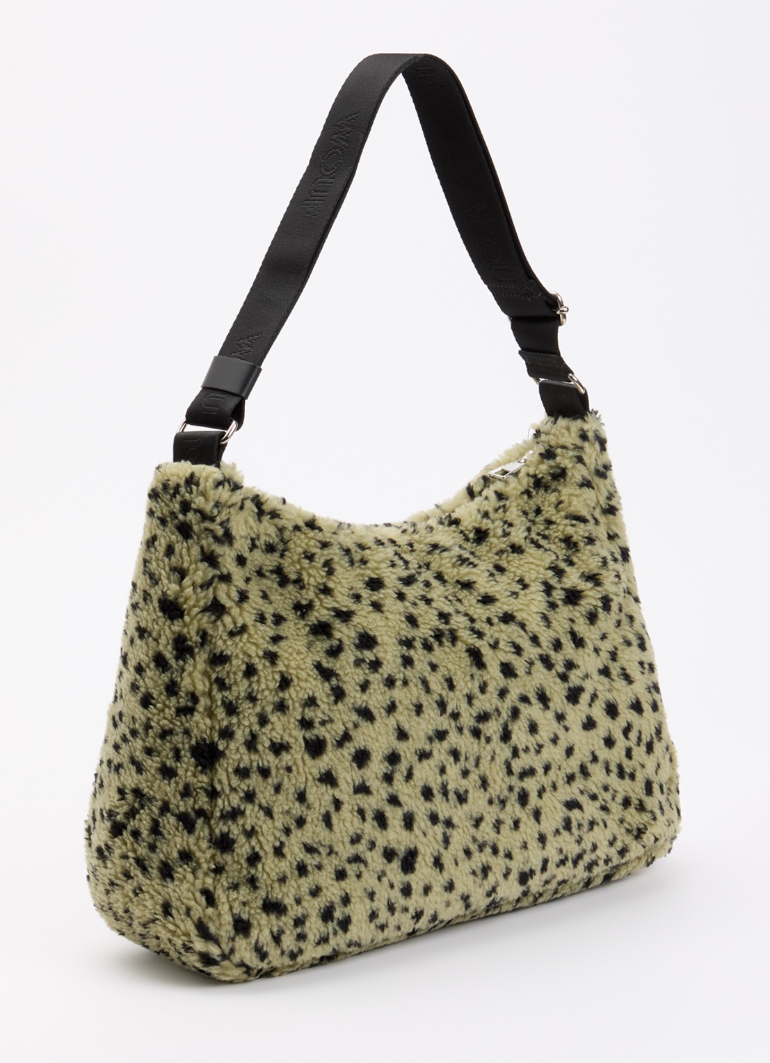 Wouf Olivia Hobo schoudertas van teddy met print - achterkant 5 groen