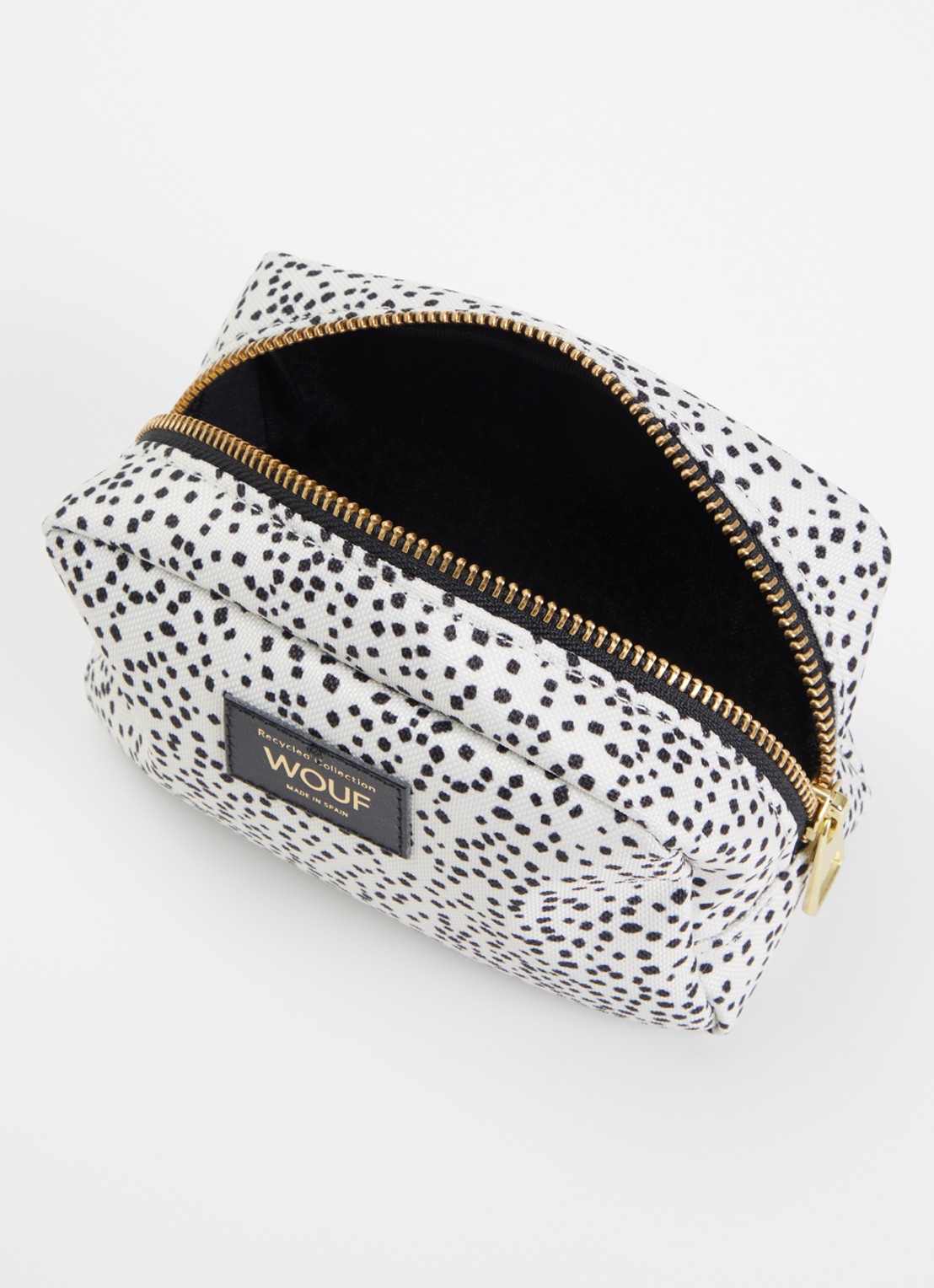 Wouf Panna make-up tas met print - voorkant 2 gebroken wit