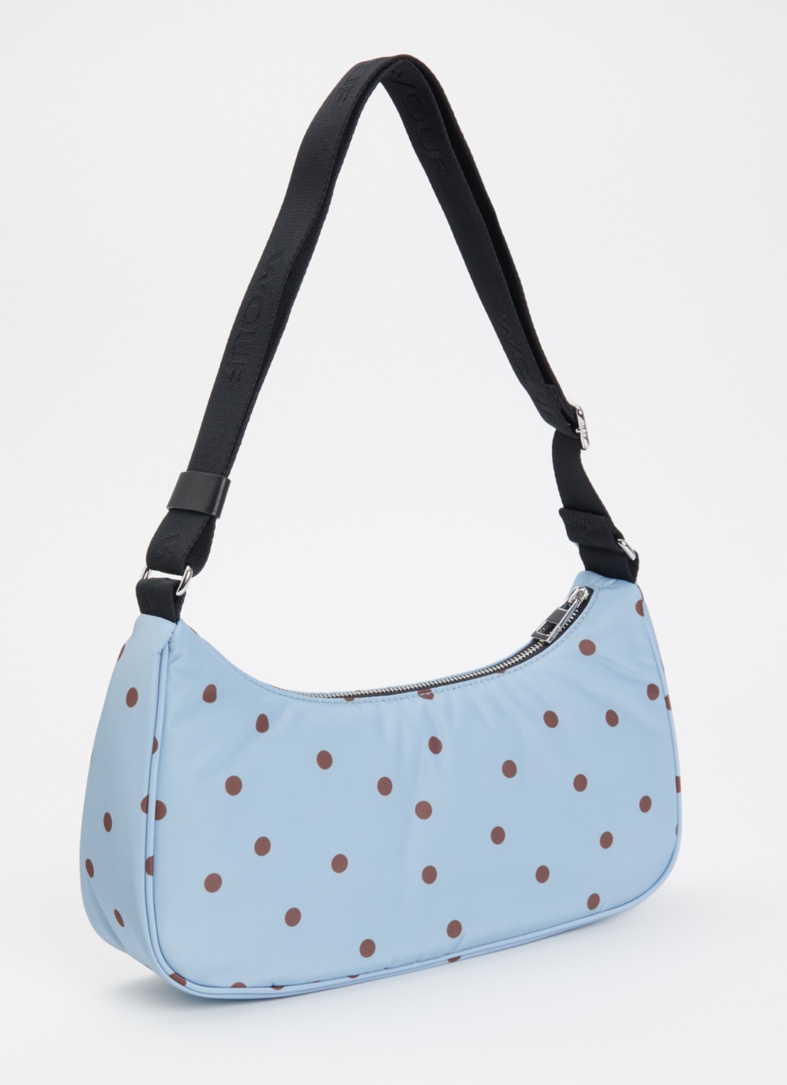 Wouf Polka crossbodytas met stippenprint - achterkant 2 lichtblauw