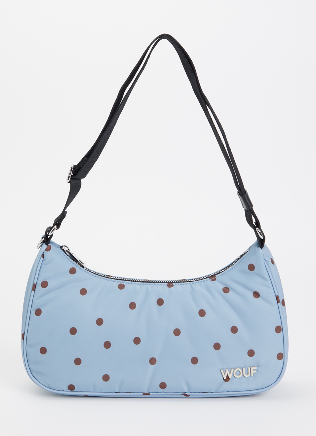 Wouf Polka crossbodytas met stippenprint - voorkant lichtblauw