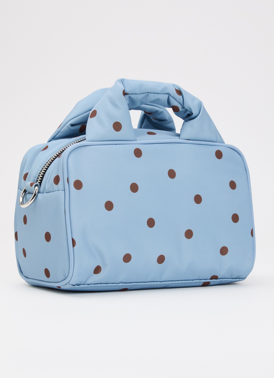 Wouf Polka handtas met stippenprint en afneembare schouderriem - achterkant 2 lichtblauw