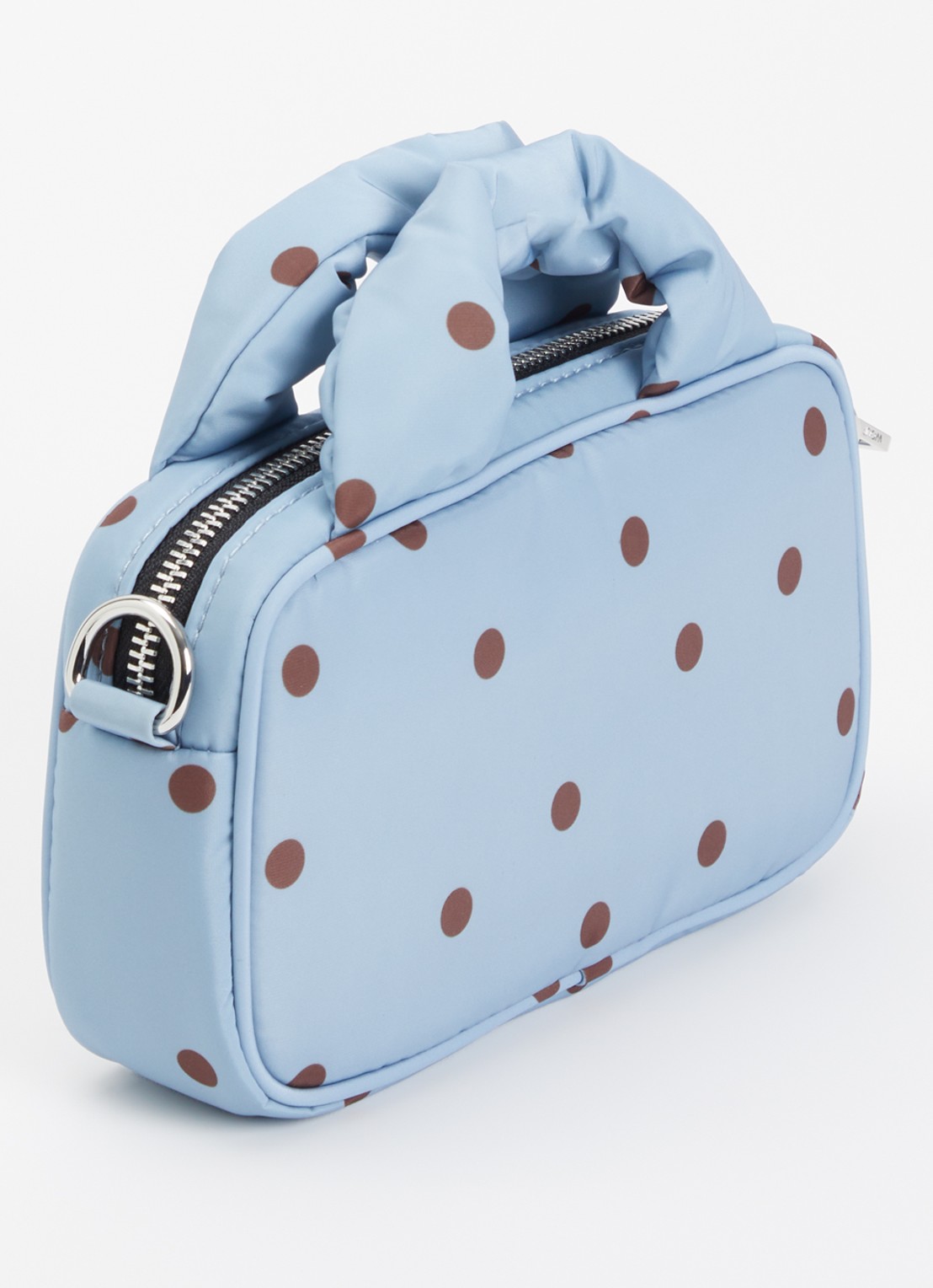Wouf Polka mini handtas met afneembare schouderriem  - achterkant blauwgrijs