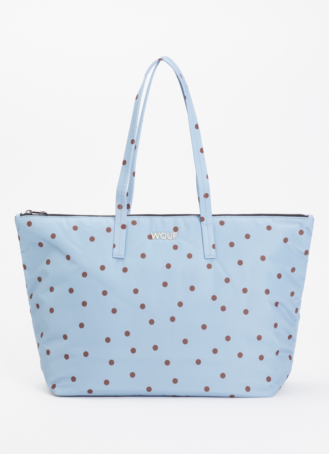 Wouf Polka shopper met stippenprint - voorkant blauw