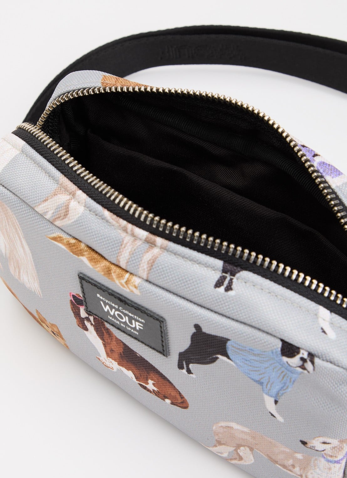 Wouf Puppy Mini crossbodytas met print - detail grijs