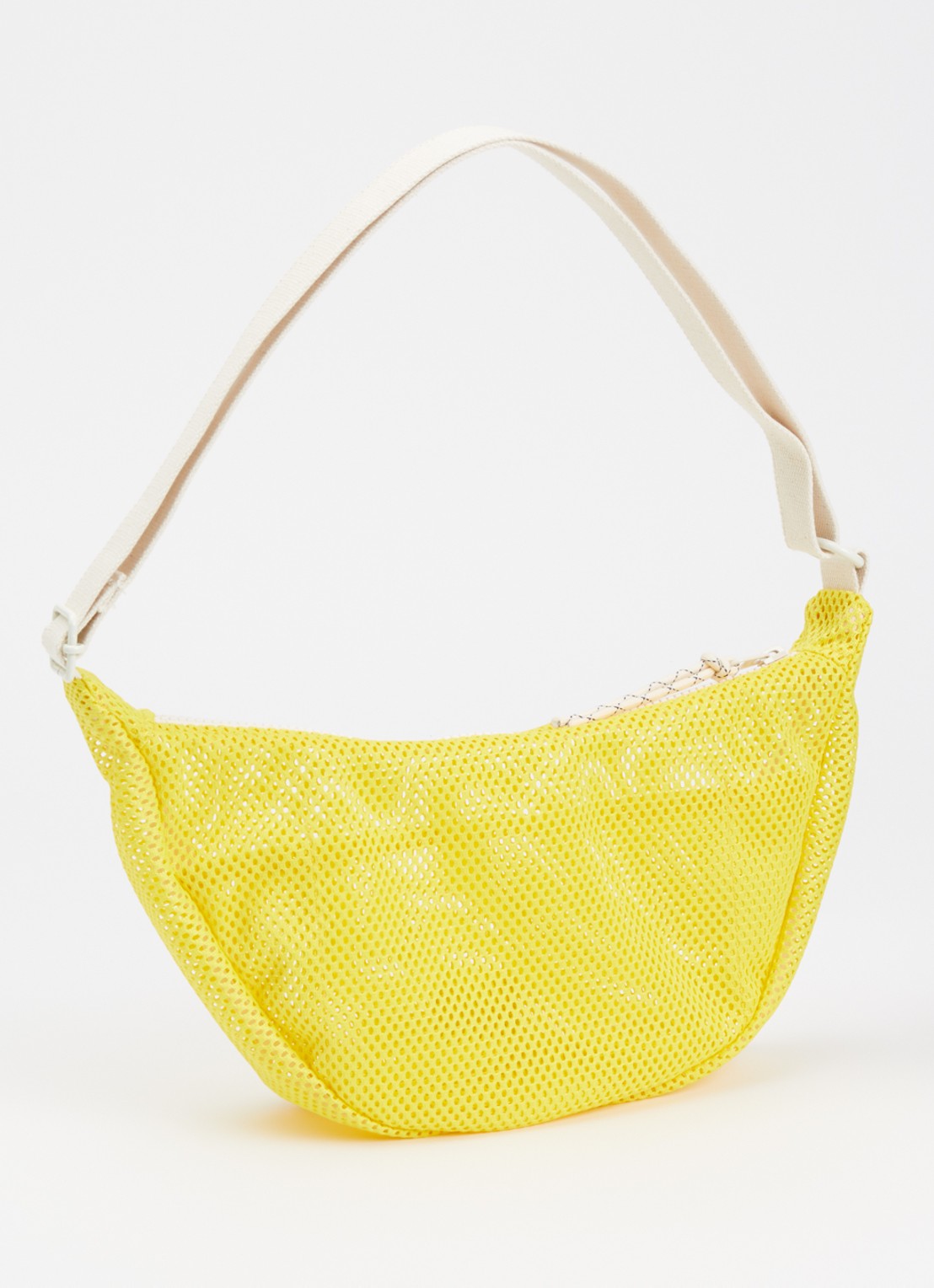 Wouf Ray crossbodytas van mesh met logo - achterkant 2 geel