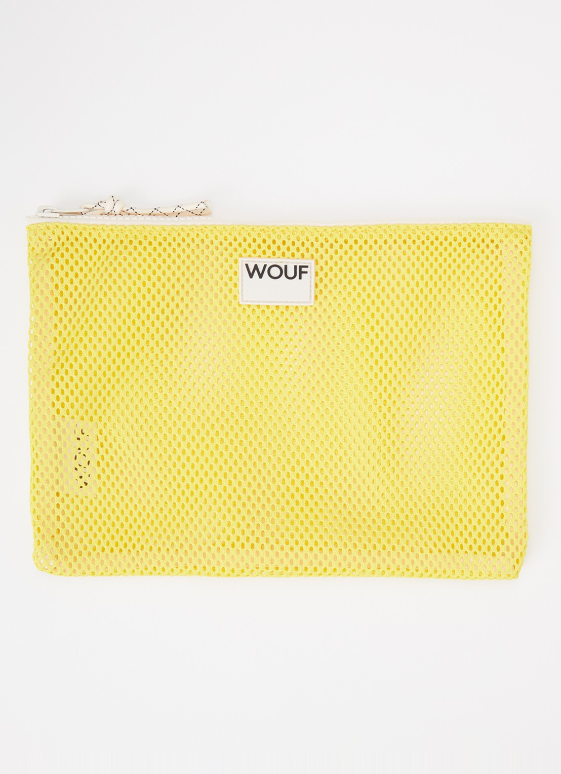 Wouf Ray toilettas van mesh met logo  - voorkant 2 geel