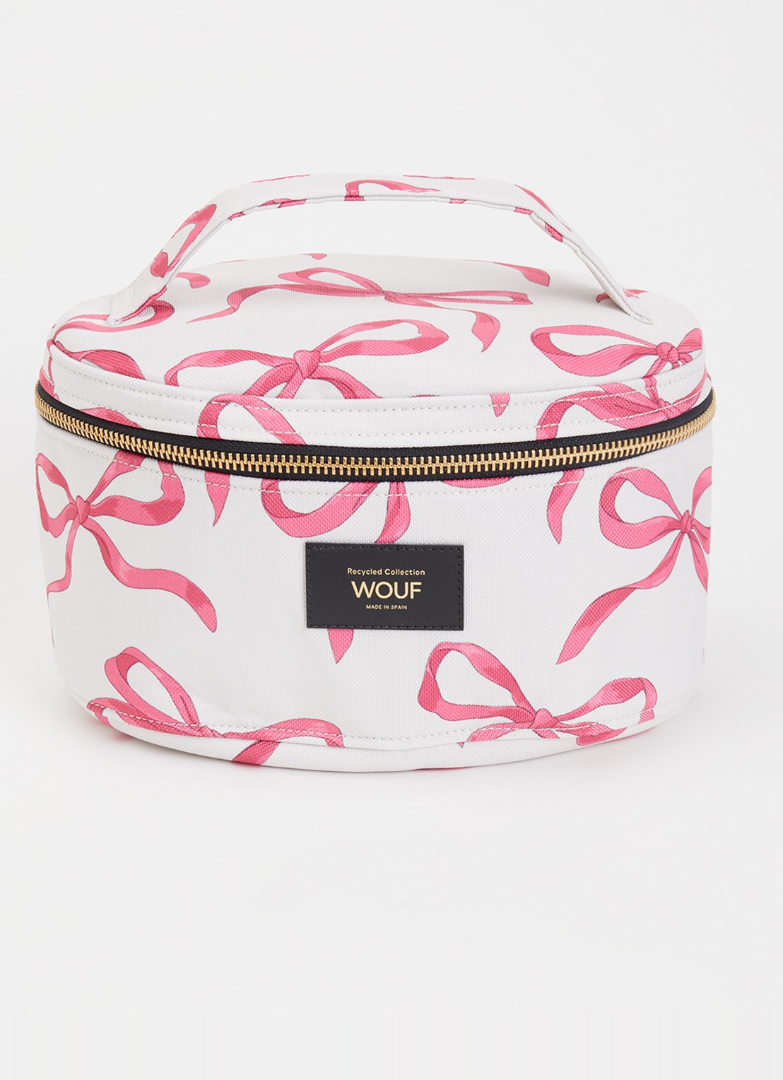 Wouf Rita make-up tas met print - voorkant roze