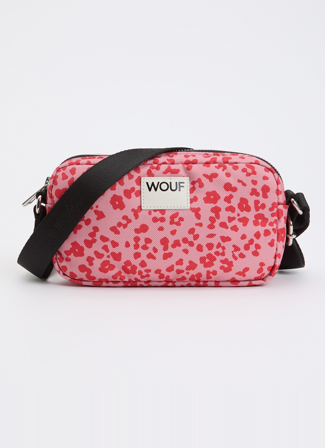 Wouf Roar crossbodytas met panterprint - voorkant roze