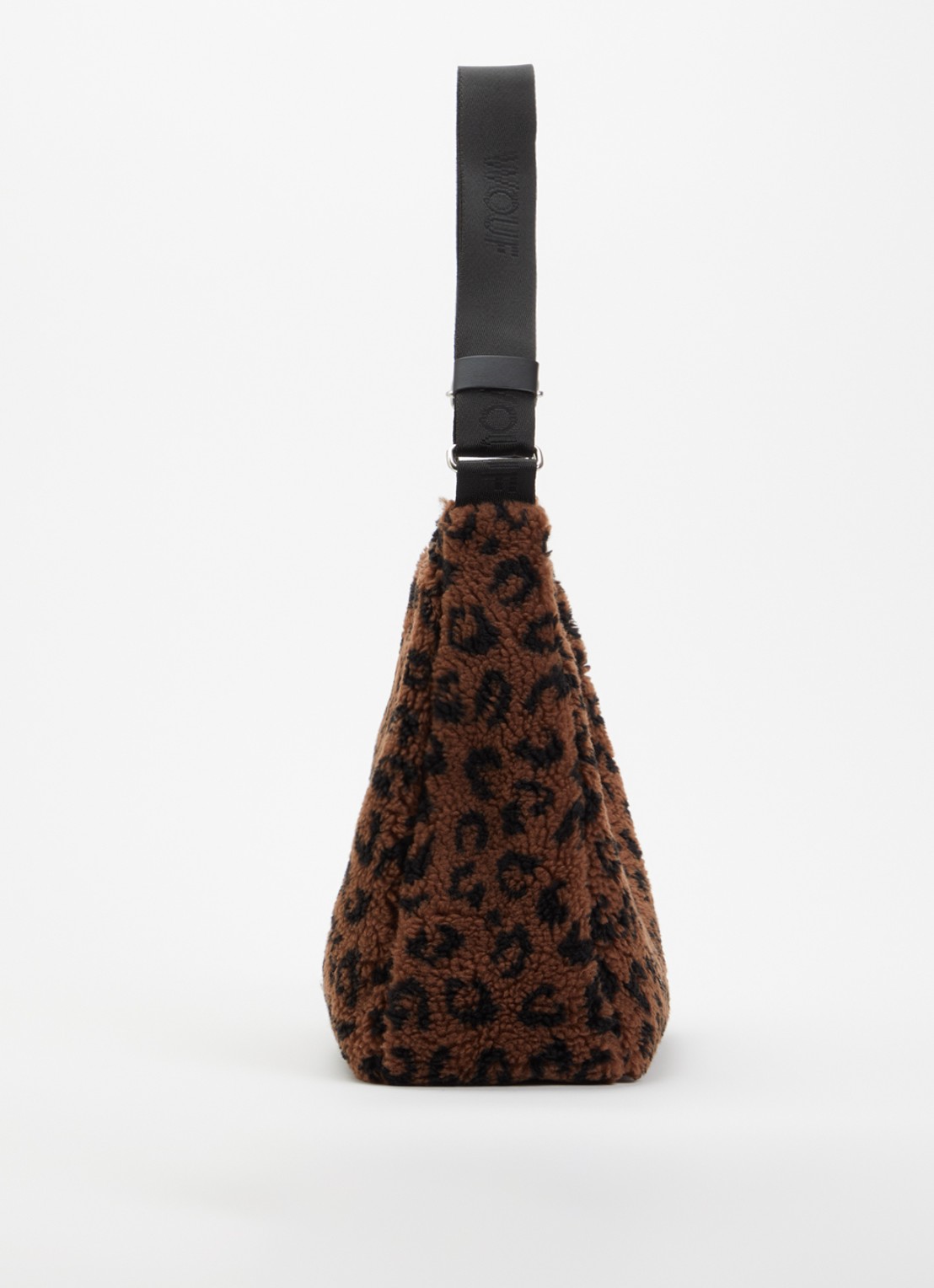 Wouf Simona Hobo schoudertas van teddy met panterprint - detail 4 bruin